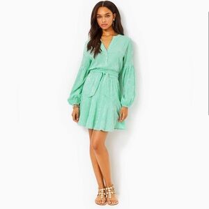 Lilly Pulitzer Green Wrap Ruffled Mini Dress